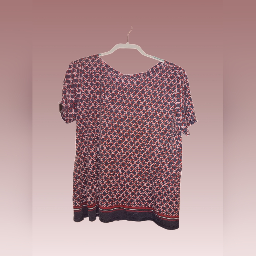 💎Multi colored blouse, Red&Navy, Size& Brand unknown